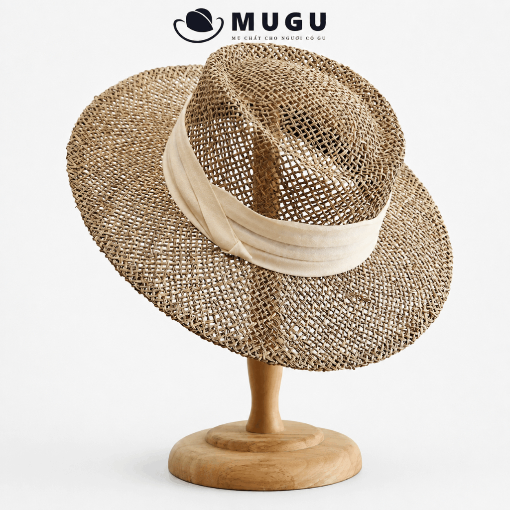 Mũ Cói Nữ Vành Rộng 8CM Đẹp Đi Biển MC19 - MC29 - MC38 - Mũ Cói Đan Thưa Thoáng Mát Cá Tính | Thương
