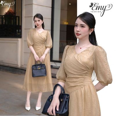 Đầm Thiết Kế EMY Thời Trang Cao Cấp EM4139 Vải Lụa Vân Hoa Sang Chảnh Đi Tiệc