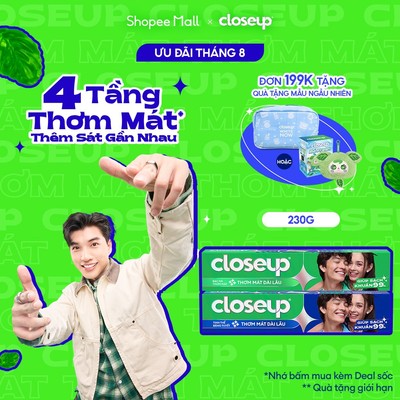 Kem Đánh Răng Closeup Cho Hơi Thở Thơm Mát Bất Tận 230G/Tuýp