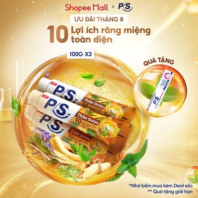 Bộ 3 Kem đánh răng P/S Thảo Dược 100g/150g, cho 10 lợi ích toàn diện, như giảm ê buốt, trắng răng, hơi thở thơm mát