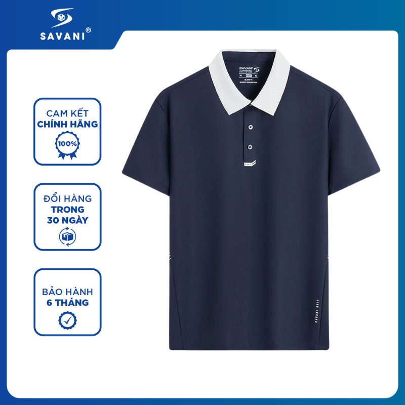 Áo Thun Polo Nam SAVANI Chất Liệu Thấm Hút Mồ Hôi, Co Giãn Tốt, Áo Polo Nam Dáng Thể Thao MPSA222S6