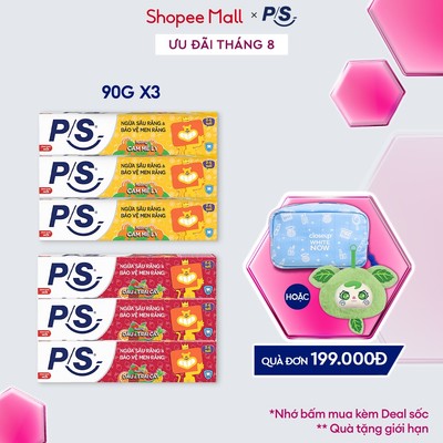 Combo 3 Kem đánh răng P/S 90g cho bé 2-6 tuổi , ngừa sâu răng và bảo vệ men răng