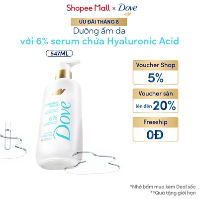 Dove Sữa tắm serum dưỡng ẩm da Hyaluronic Acid Hydration Boost 547ml