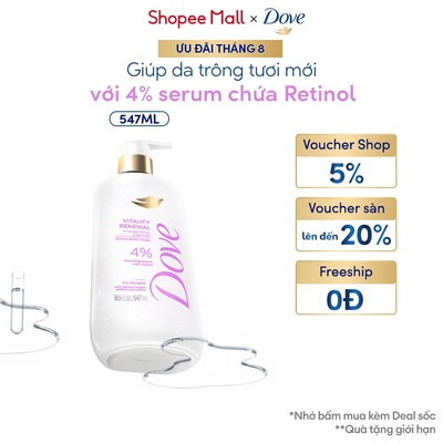 Dove Sữa tắm serum dưỡng da trông tươi mới Retinol Vitality Renewal 547ml