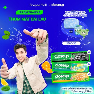 Combo 3 Kem Đánh Răng Closeup Trắng Răng Thơm Mát thành phần Thiên Nhiên 230G