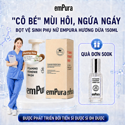 Dung Dịch Vệ Sinh Cho Nữ EmPura Hương Dừa 150ml Giúp Dưỡng Ẩm, Sạch Sâu, Giảm Ngứa, Khử Mùi, Dịu Nhẹ