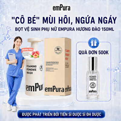 Dung Dịch Vệ Sinh Cho Nữ EmPura Hương Đào 150ml Giúp Dưỡng Ẩm, Sạch Sâu, Giảm Ngứa, Khử Mùi, Dịu Nhẹ