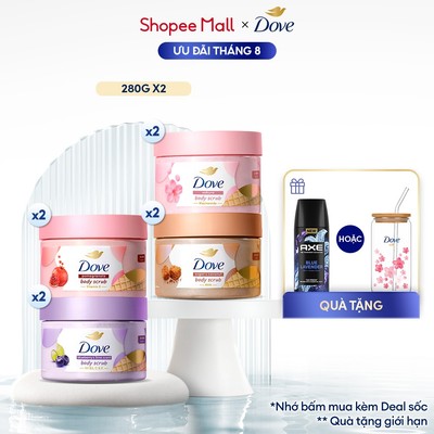 [MẪU MỚI 2026] Combo 2 Tẩy Da Chết Dưỡng Ẩm Toàn Thân Dove 280g
