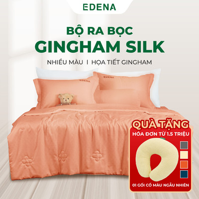 Bộ Chăn Ra 5 Món Gingham Silk hoạ tiết