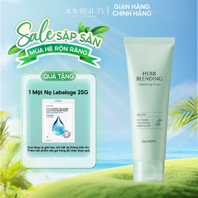 [ DATE 01/2027 ] Sữa Rửa Mặt Trà Xanh Dr Pepti Herb Blending Cleansing Foam Làm Sạch Dịu Nhẹ 110ml