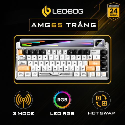 Bàn Phím Cơ Gaming LEOBOG AMG65 Trắng 3 Mode Màn Hình DOT Matrix 315 LED RGB Hotswap