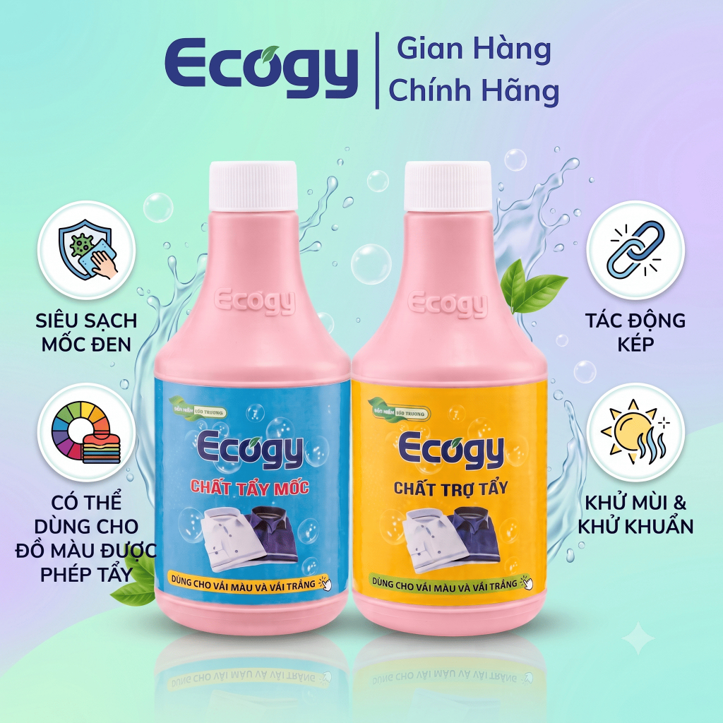 [𝗸𝗲̀𝗺 𝗴𝗮̆𝗻𝗴 𝘁𝗮𝘆 + 𝘃𝗼̀𝗶 𝘅𝗶̣𝘁] Tẩy mốc siêu sạch Ecogy 600g , tẩy mốc, máu...trên quần áo, đồ vải
