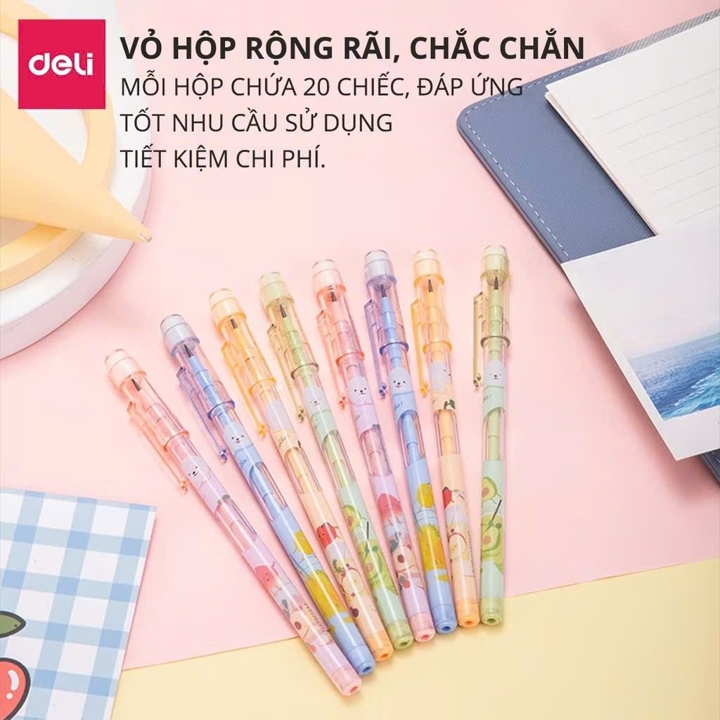combo 20 chì khúc deli C095   viết êm có đầu tẩy dễ thương cho bé