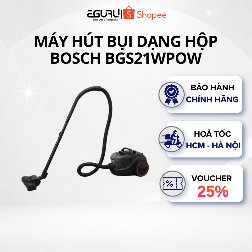 Máy hút bụi dạng hộp Bosch BGS21WPOW - Hàng Chính Hãng - Bảo Hành 24 Tháng