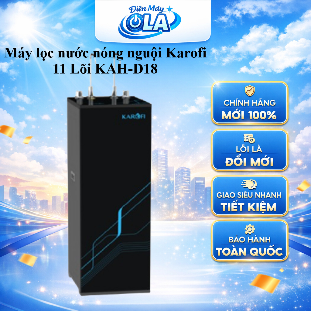(HCM) - KAH-D18 - Máy lọc nước nóng nguội Karofi 11 Lõi KAH-D18