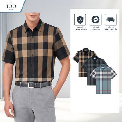 Áo Sơ Mi Nam Ngắn Tay Kẻ Sang Trọng Chống Nhăn Vải Thấm Hút Mồ Hôi Tốt TQQ K598CB