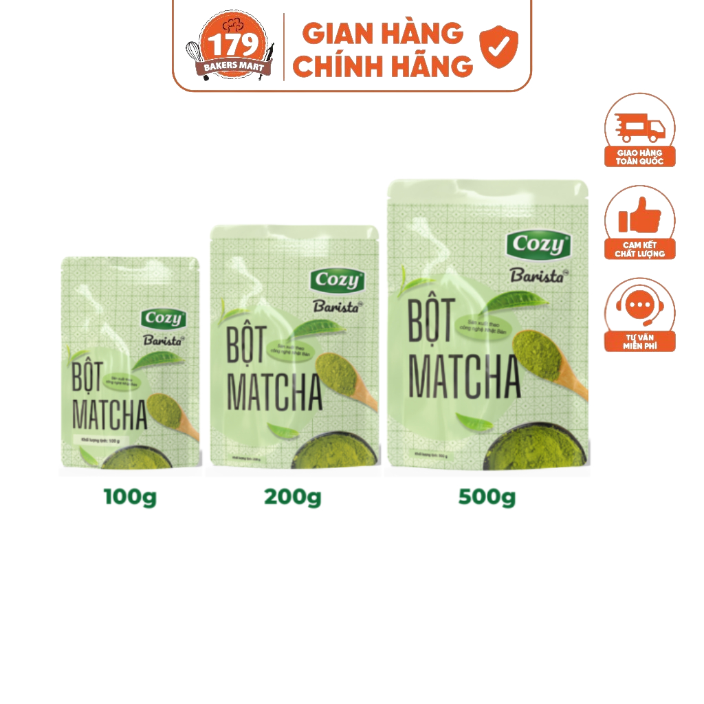 Bột Matcha Cozy Barista 100g/200g -Bột Matcha Pha Chế Trà Sữa, Latte - Bột Trà Xanh Cozy