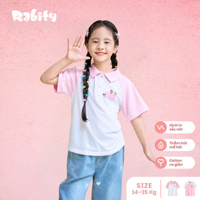   Áo thun polo Powerpuff Girls ngắn tay bé gái Rabity 101.007
