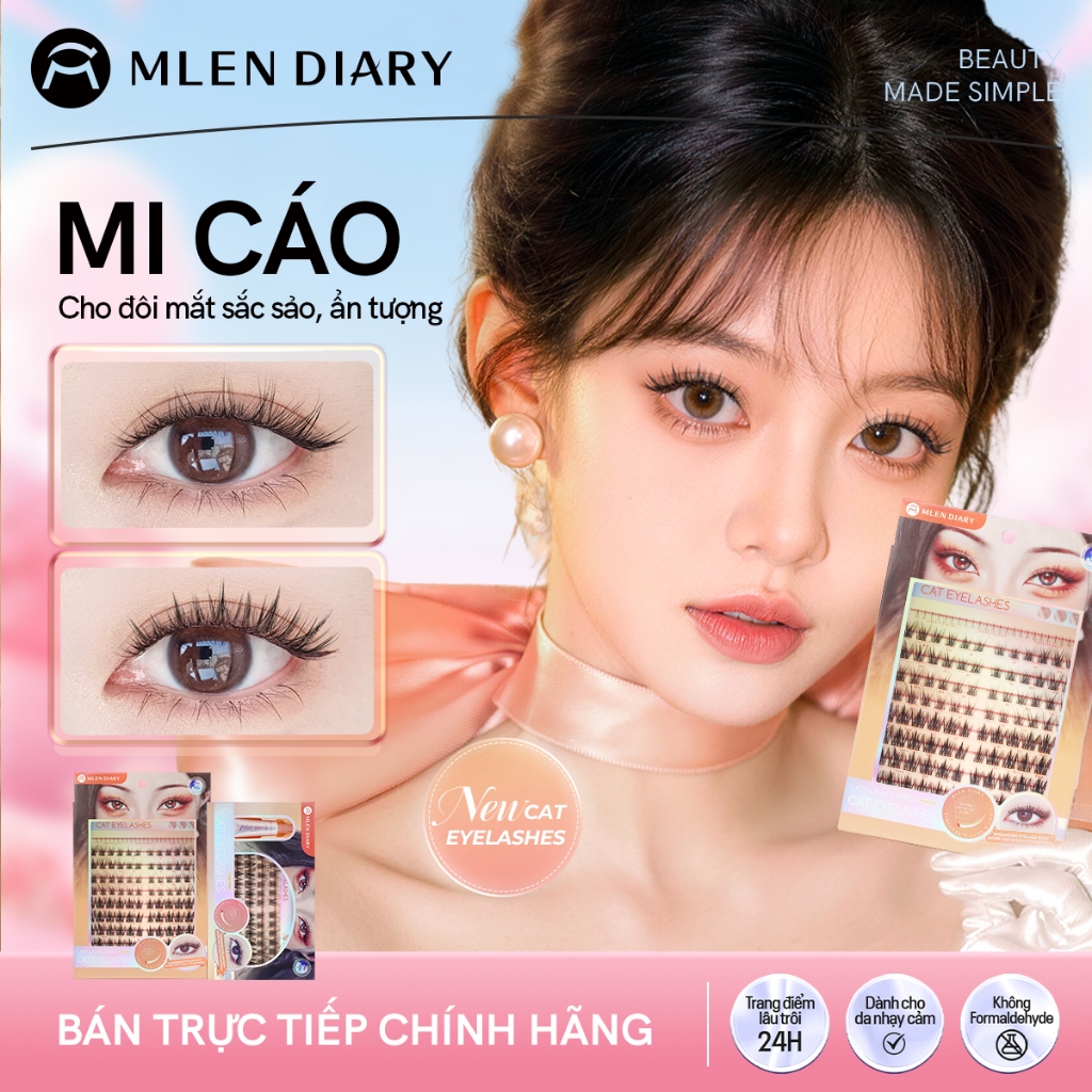 MLEN DIARY Mi Cáo Mi Giả Không Sẵn Keo Dáng Mi Cáo Hottrend Mắt Cáo Quyến Rũ Dễ Sử Dụng Mi Giả Tự Nh