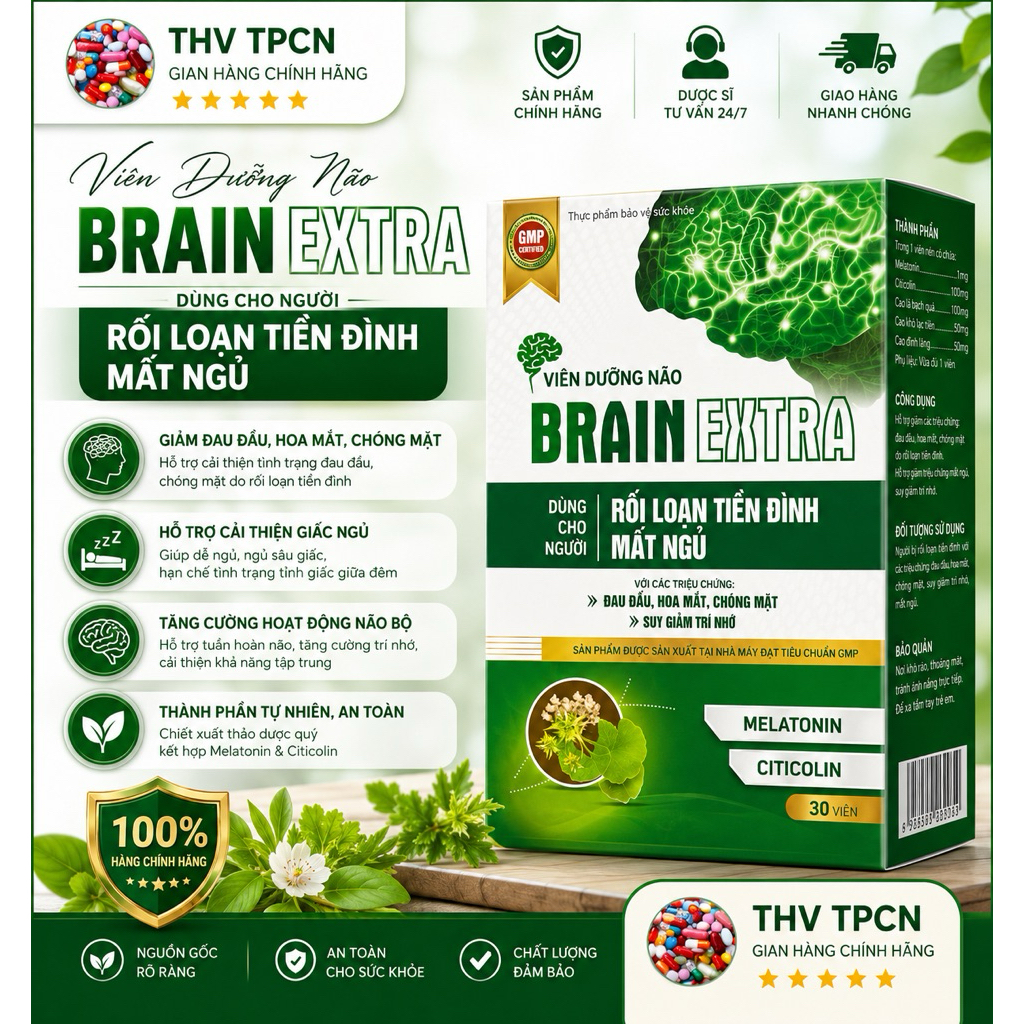 Viên Dưỡng Não Brain Extra ( dành cho người tiền đình, mất ngủ)