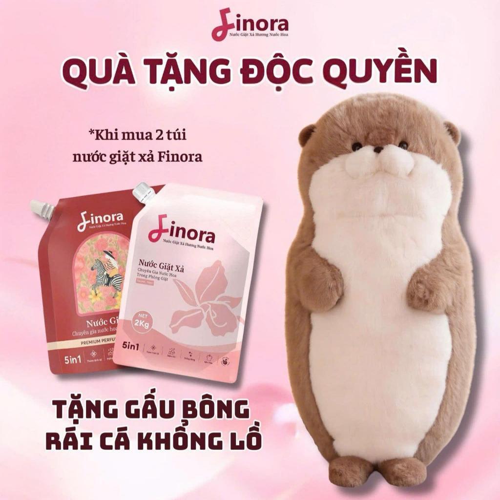 [Tặng 1 Rái Cá Khổng Lồ] Combo 2 Túi Nước Giặt Xả Finora Hương Nước Hoa Tổng 3kg
