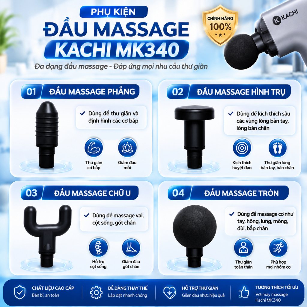 Đầu massage phụ kiện thay thế cho súng massage Kachi MK340