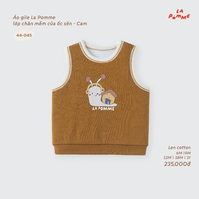 Áo gile La Pomme lớp chăn mềm của ốc sên - Sợi Len Cotton bền ấm - Bé trai - 6M - 3Y