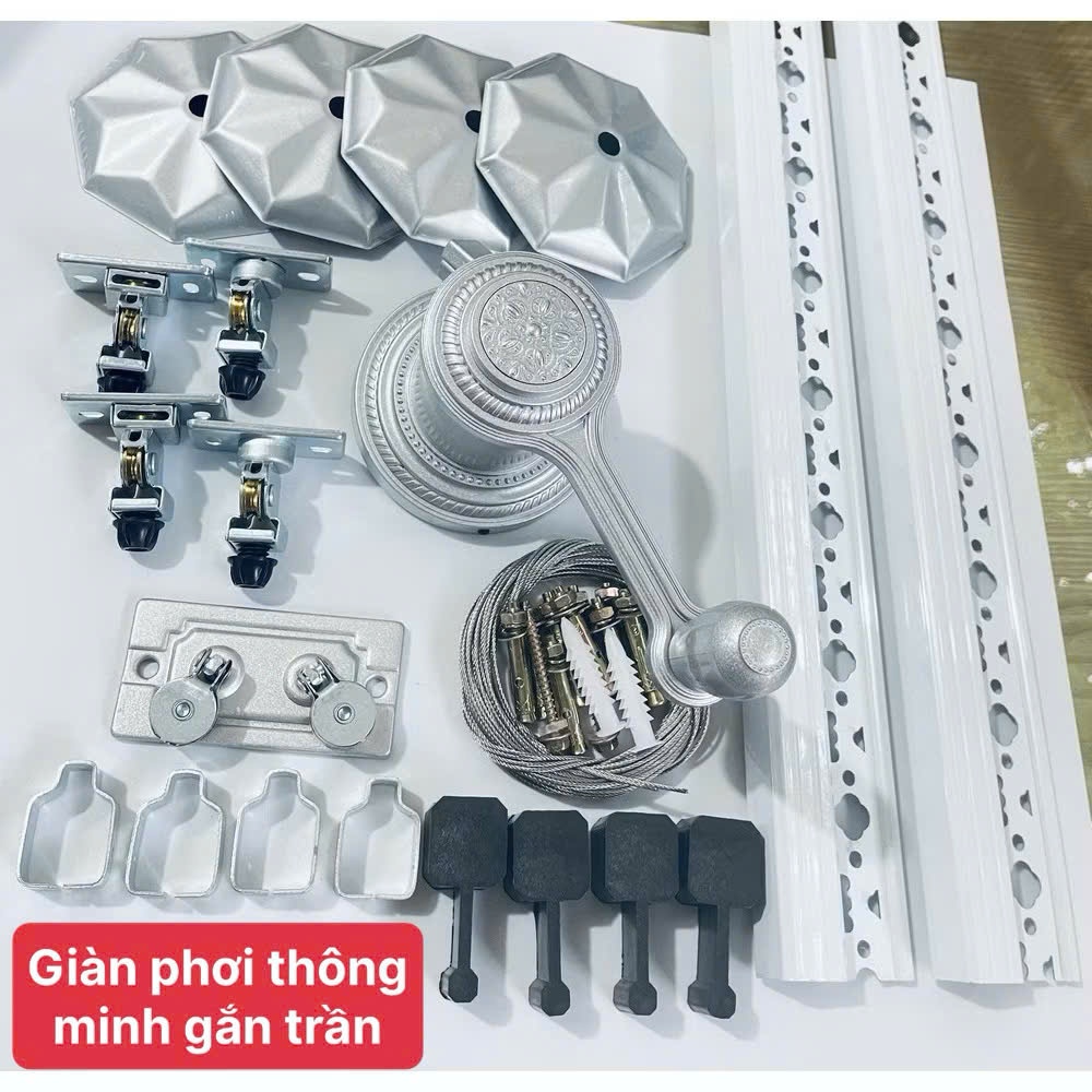 Giàn phơi thông minh Hoà Phát KS950 siêu bền FULL BỘ (ĐÃ có thanh phơi nhôm), Giàn phơi đồ Hoà Phát