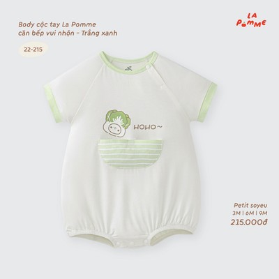 Body cộc tay La Pomme căn bếp vui nhộn - Sợi Petit Soyeu thoáng mát - Bé trai/gái - 3M - 9M