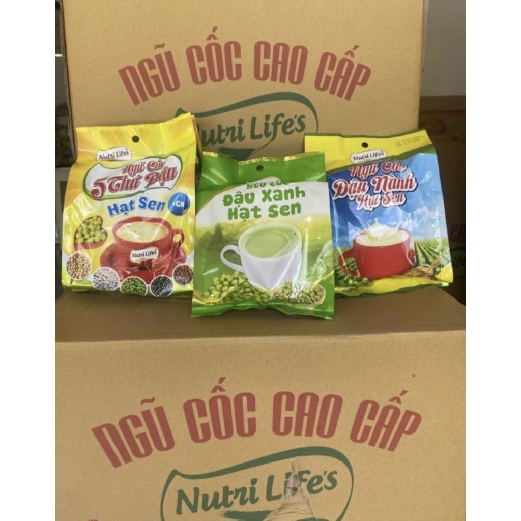 Combo 3 Gói Bột Ngũ Cốc Nutri Life ( 5 Thứ Đậu, Đậu Xanh Hạt Sen, Đậu Nành Hạt Sen )