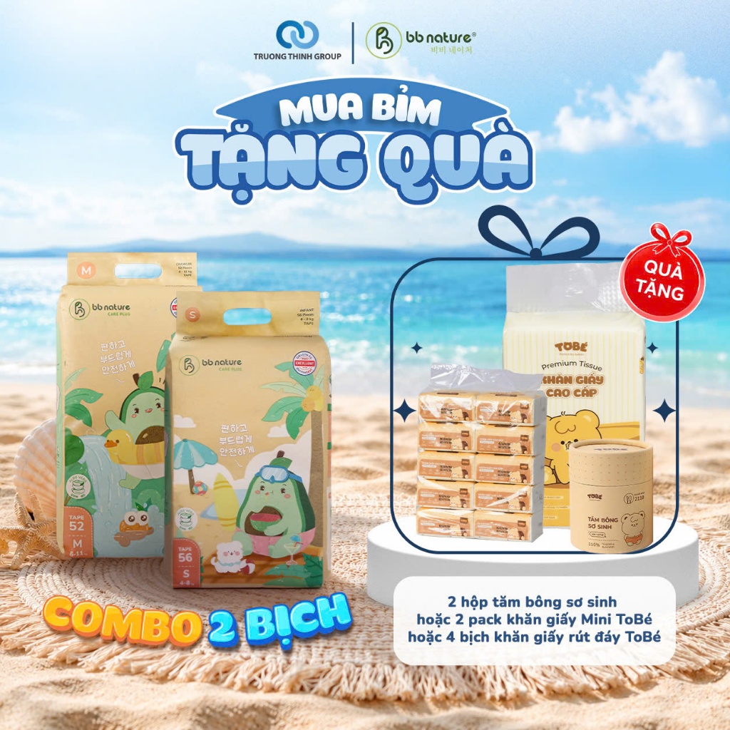 [BB NATURE CARE PLUS] COMBO 2 Bịch Tã - Bỉm Cải Tiến Vượt Trội BB Nature Care Plus