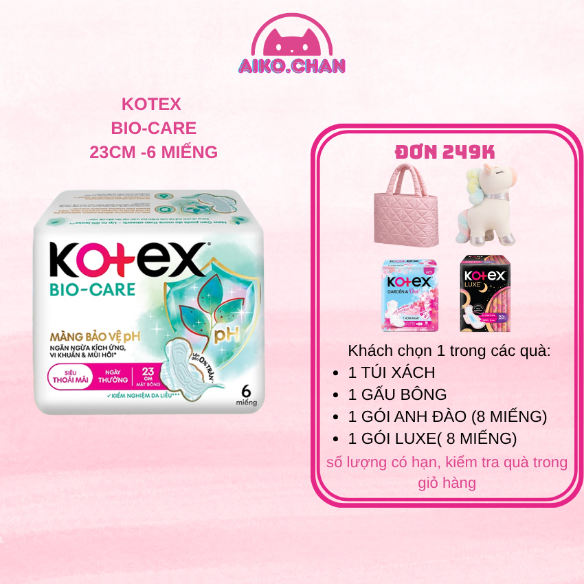 Băng vệ sinh Kotex Biocare Ban Ngày siêu mỏng cánh 23cm - 6 miếng/gói