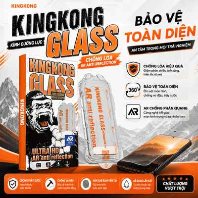 Kính cường lực KINGKONG AR tự dán cao cấp, chống chói lóa, bảo vệ màn hình tuyệt đối cho iph 13 14 15 16 17 18 promax