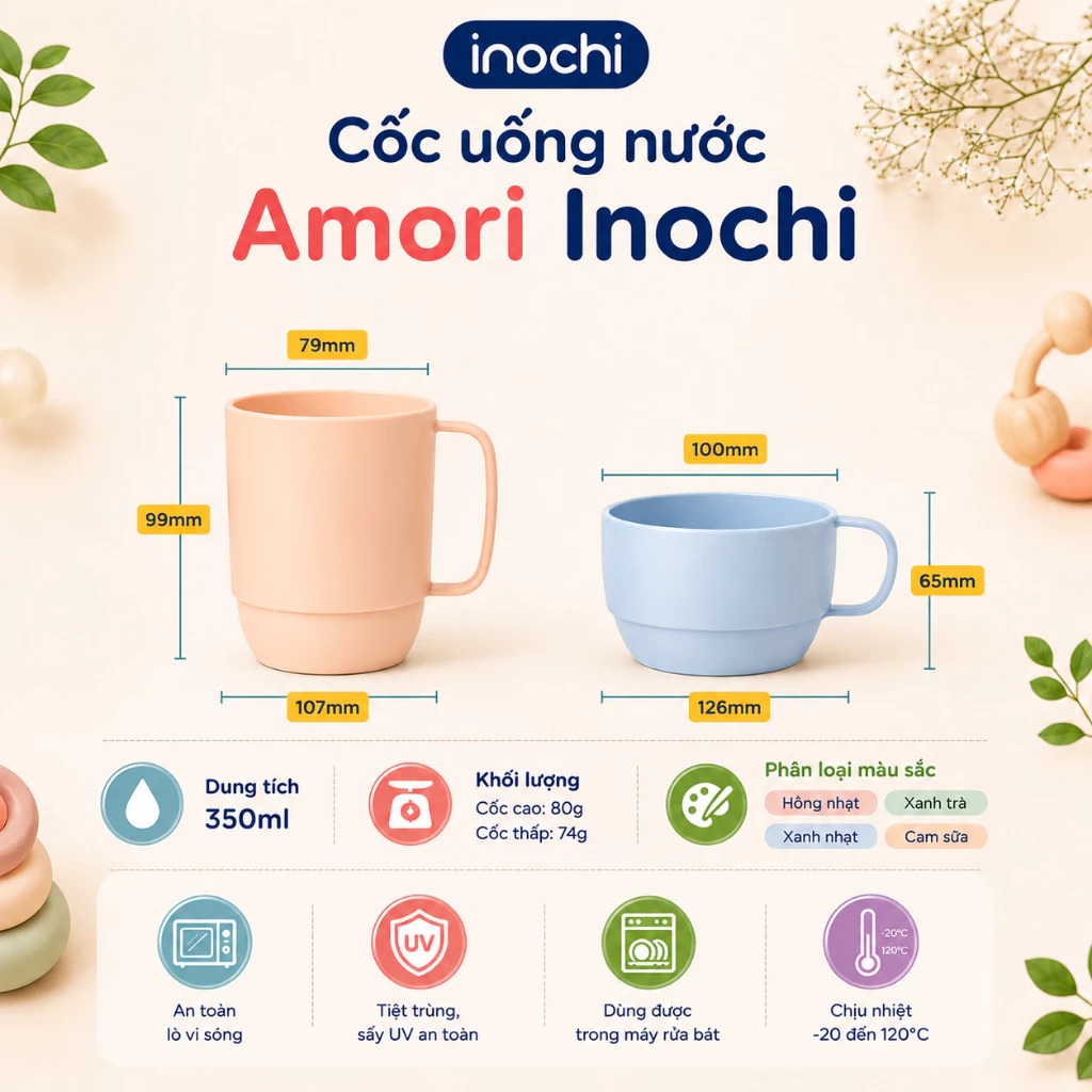 Cốc Uống Nước Cho Bé tính năng vượt trội, kháng khuẩn, khử mùi… Amori Inochi…