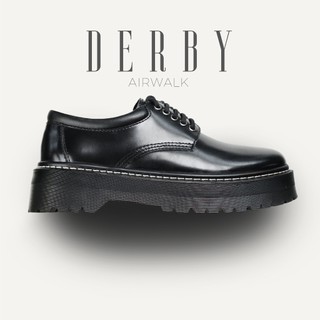 Giày tây nam da bò, giày thời trang nam đen DERBY AIRWALK tăng 6cm chiều cao TONKIN