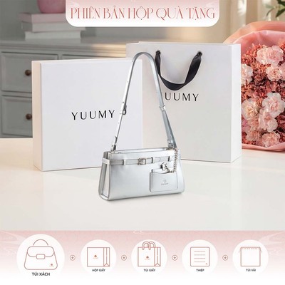 Bộ hộp quà trắng YUUMY (Túi đeo vai nữ YUUMY YN321 + Hộp quà YHQ3T + Túi giấy YTG3T + Túi rút BVR3838 + Thiệp cảm ơn YBT