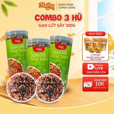 Combo 3 hũ gạo lứt sấy rong biển cháy tỏi 300g ăn vặt chay giòn rụm, đậm vị tỏi thơm, tốt cho sức khỏe | Mailey