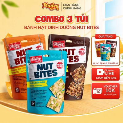 Bánh hạt dinh dưỡng Nut Bites nhiều vị, snack hạt tự nhiên giàu chất xơ, tiện lợi và giàu dinh dưỡng | Mailey