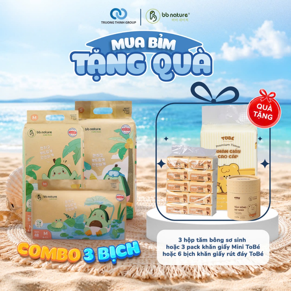 [BB NATURE CARE PLUS] COMBO 3 Bịch Tã - Bỉm Cải Tiến Vượt Trội BB Nature Care Plus