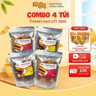 [COMBO 4 TÚI 1KG] Thanh Gạo Lứt Vị Chà Bông & Rong Biển Mix Hạt - Bánh Gạo Lứt Ăn Kiêng Hỗ Trợ Giảm Cân 250g | Mailey