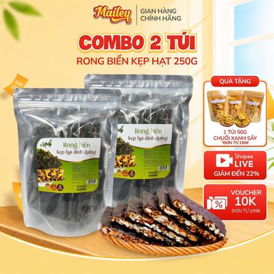 [COMBO 2 TÚI] Rong Biển Kẹp Hạt Dinh Dưỡng – Thành Phần Tự Nhiên, Không Chất Bảo Quản 250g | Mailey