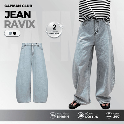 Quần jean nam dài ống rộng RAVIX, quần dài nam denim ống cong CAPMAN CLUB trẻ trung che khuyết điểm chân