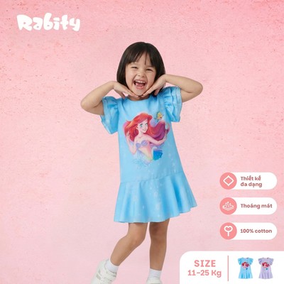  Đầm váy công chúa thô ngắn tay nàng tiên cá Ariel bé gái Rabity 550.018