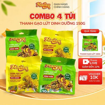 [COMBO MUA 4 TẶNG 1] Thanh Gạo Lứt Vị Chà Bông & Rong Biển Mix Hạt Túi 150g | Mailey