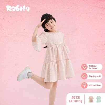  Đầm thun tay ngắn babydoll hoa nhí bé gái Rabity 950.092