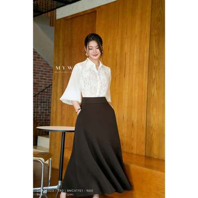 Áo Sơ Mi Trắng Nữ Công Sở MY WAY Phối Ren Cách Điệu Sang Trọng 2MA03323