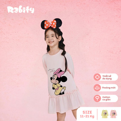  Đầm váy thun dài tay Minnie bé gái Rabity 551.002