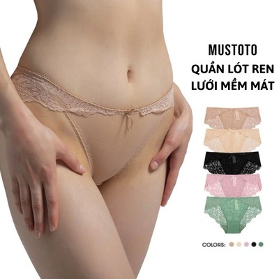 MUSTOTO Quần Lót Nữ Ren Phối Lưới Lưng Thấp Mềm Mại Thoáng Mát (MQ23)