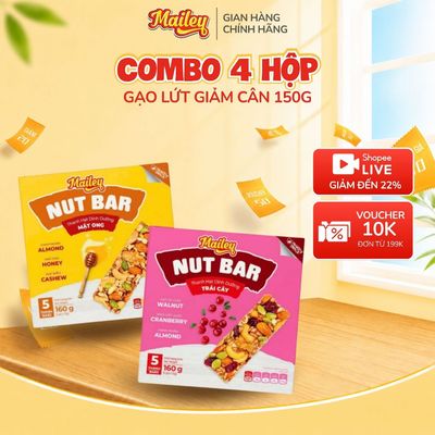 Thanh hạt dinh dưỡng Nut Bar vị mật ong/trái cây, bổ sung năng lượng phù hợp chế độ ăn kiêng & eat clean | Mailey