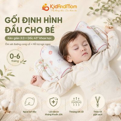 Gối định hình đầu cho bé 0-6 tháng hoạ tiết cổ tích giúp điều chỉnh và ngăn ngừa hội chứng đầu bẹt
